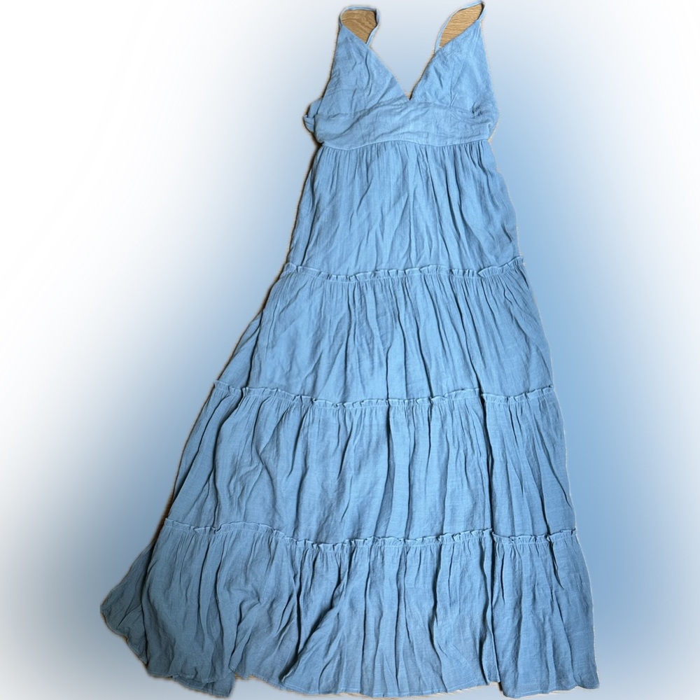 Altar'd State Light Blue Tiered Maxi Dress
